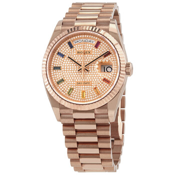 DayDate 36 Diamond Paved Dial 18kt Everose Gold President Watch 128235DSP