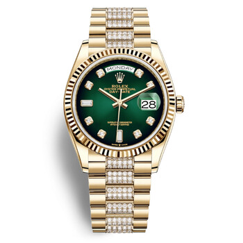 DayDate 36 Green Dial 18kt Yellow Gold DiamondSet President Watch 128238GNDDP
