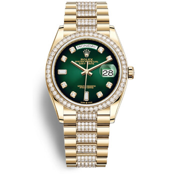DayDate 36 Green Dial 18kt Yellow Gold Diamond Set President Watch 128348GNDDP