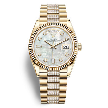 DayDate 36 Mother of Pearl Dial 18kt Yellow Gold DiamondSet President Watch 128238MDDP