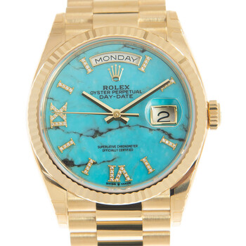 DayDate 36 Turquoise Dial 18kt Yellow Gold President Watch 128238DSP
