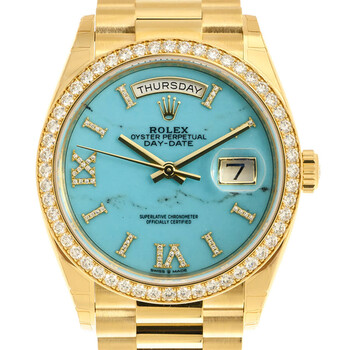 DayDate 36 Turquoise Diamond Dial Automatic 18kt Yellow Gold President Watch 128348TQRSDP