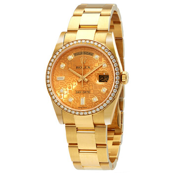 DayDate 36  Champagne Jubilee Dial Automatic Diamond 18kt Yellow Gold Oyster Watch 118348CJDO