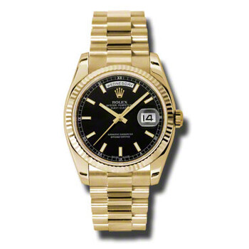 DayDate Black Dial 18K Yellow Gold President Automatic Watch 118238BKSP