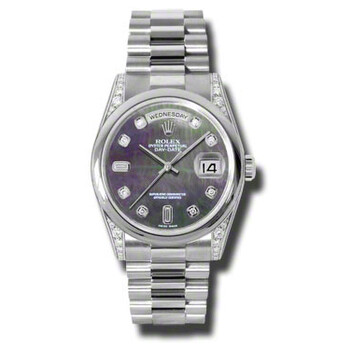 DayDate Black Mother Of Pearl Dial Platinum President Automatic Watch 118296BKMDP