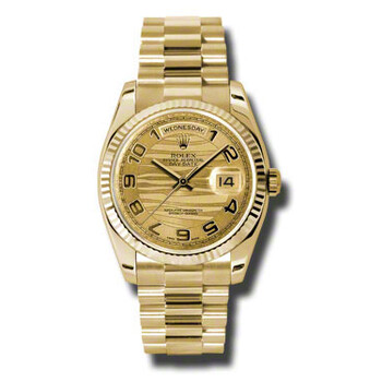 DayDate Champagne Wave Dial 18K Yellow Gold President Automatic Watch 118238CWVAP