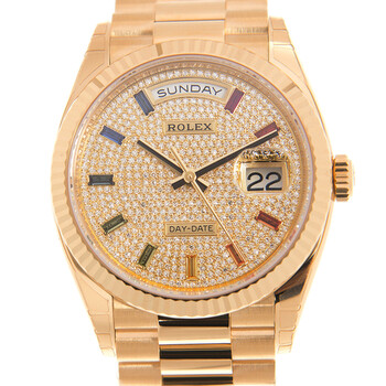 DayDate President Yellow Gold PavedRainbow Automatic Chronometer Diamond Watch