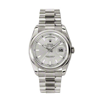 DayDate Silver Dial 18K White Gold President Automatic Watch 118209SSP