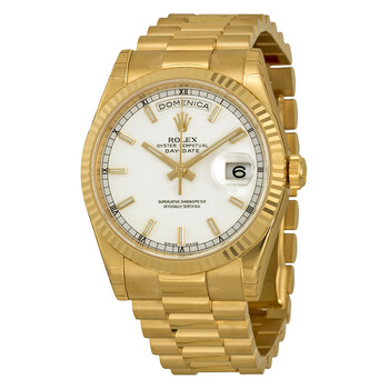 DayDate White Dial 18K Yellow Gold President Automatic Watch 118238WSP