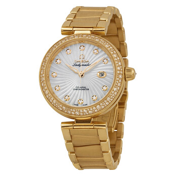 De Ville Ladymatic Mother of Pearl Dial 18kt Yellow Gold Diamond Watch