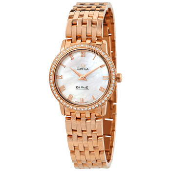 De Ville Prestige Quartz Diamond White Mother of Pearl Dial Watch 413.55.27.60.05.002