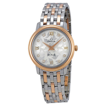 De Ville Prestige Silver Diamond Dial Stainless Steel and 18kt Rose Gold Watch