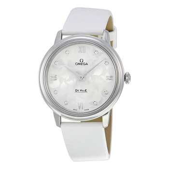De Ville White Diamond Dial White Satin Watch