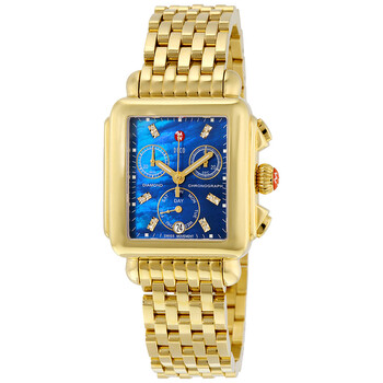 Deco Chronograph Blue Mother of Pearl Dial Goldplated Watch MWW06P000221