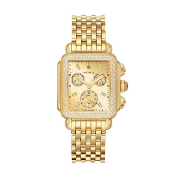 Deco Chronograph Quartz Diamond Gold Dial Watch MWW06A000806