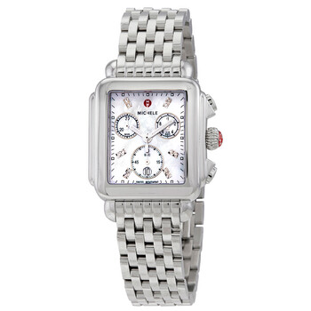 Deco Chronograph Quartz Diamond White Mother of Pearl Dial Watch MWW06A000778