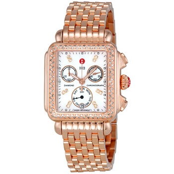 Deco Day White Dial Diamond Bezel RoseGold Watch MWW06P000109