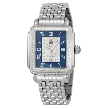 Deco Diamond Blue Pave Dial Strap Watch MWW06T000082