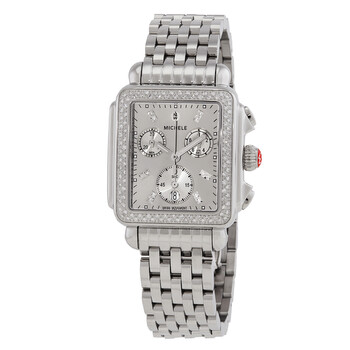 Deco High Shine Chronograph Quartz Diamond Silver Dial Watch MWW06A000804