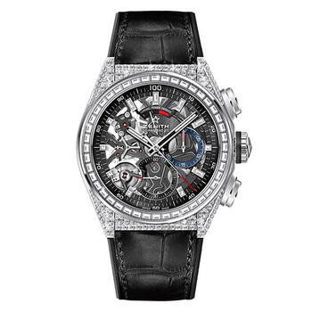 Defy El Primero 21 Chronograph Automatic Diamond Black Skeletal Dial Titanium Watch 32.9000.900478.R582