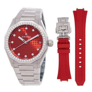 Defy Skyline Automatic Diamond Red Dial Watch 16.9401.67088.I001