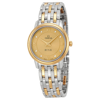 Deville Prestige Champagne Diamond Dial Steel and Yellow Gold Watch 424.20.27.60.58.001