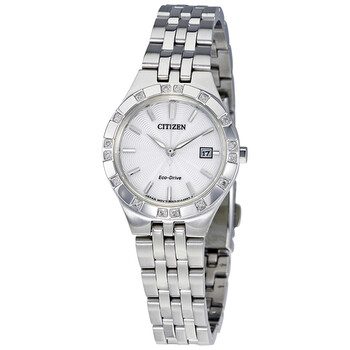 Diamond Silvertone Stainless Steel Watch EW233051A