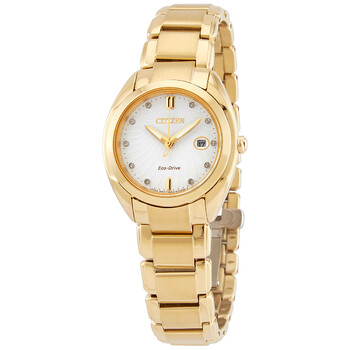 Diamond White Dial Goldtone Watch EM031354A