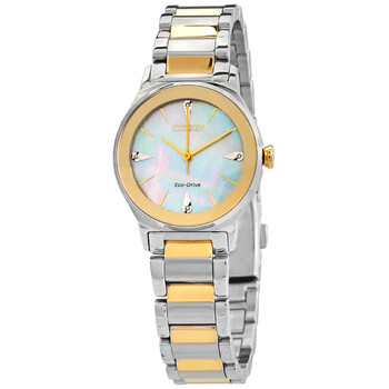 Diamond White Mother of Pearl Dial Twotone Watch EM073456D