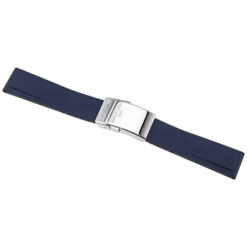 Diver Pro Blue Rubber Watch Band Strap with a Stainless Steel Deployment Buckle