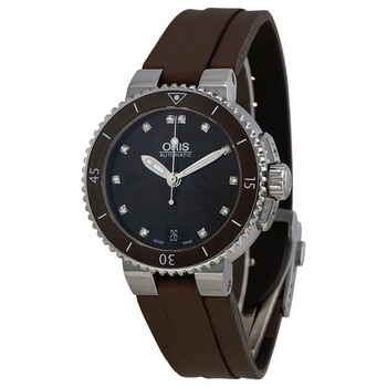 Divers Date Black Dial Brown Rubber Watch 73376524192LS