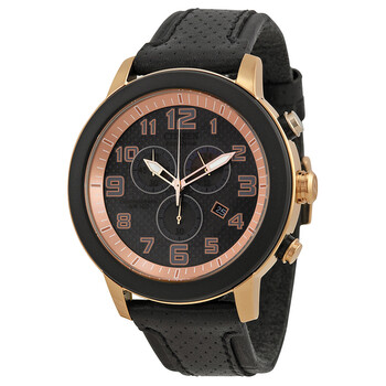 Drive Black Dial Chronograph Black Leather Watch AT223305E