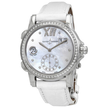 Dual Time Mother of Pearl Dial Diamond Automatic Watch 3343222B391