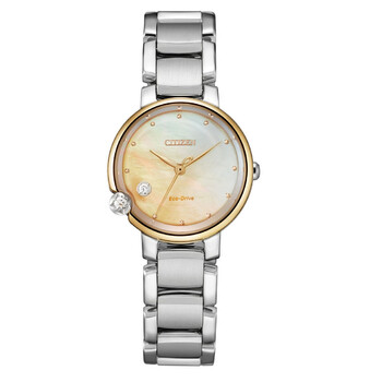 EcoDrive Beige Mother of Pearl Dial Twotone Watch EW558686Y