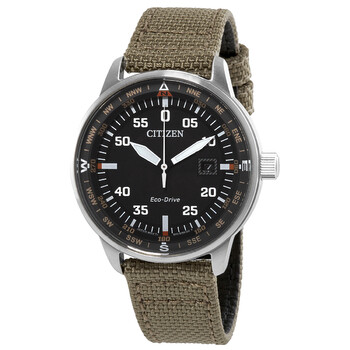 EcoDrive Black Dial Brown Fabric Watch BM739006E