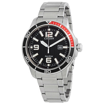 EcoDrive Black Dial Stainless Steel Watch AW152051E