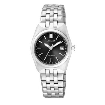 EcoDrive Black Dial Stainless Steel Watch EW229062E
