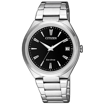 EcoDrive Black Dial Stainless Steel Watch FE602056F