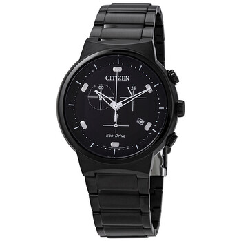 EcoDrive Chronograph Black Dial Watch AT240587E
