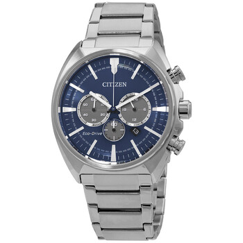 EcoDrive Chronograph Blue Dial Stainless Steel Watch CA428053L