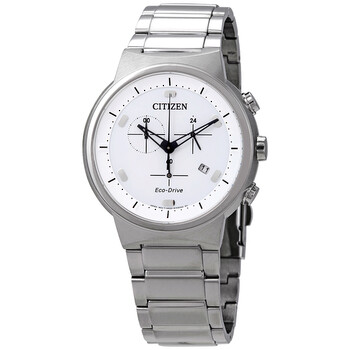 EcoDrive Chronograph White Dial Watch AT240081A