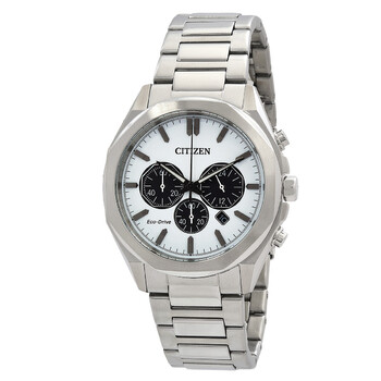 EcoDrive Chronograph White Dial Watch CA459081A