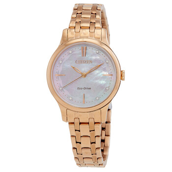 EcoDrive Crystal Pink Mother of Pearl Dial Watch EM089387Y