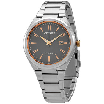 EcoDrive Grey Dial Stainless Steel Watch AW137655H