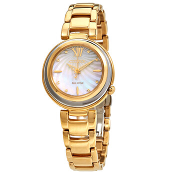 EcoDrive Mother of Pearl Crystal Dial Watch EM033659D