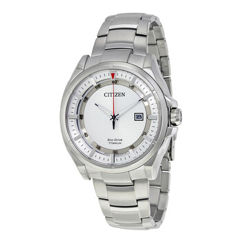 EcoDrive Titanium Sapphire Crystal Silver Dial Watch AW140052A