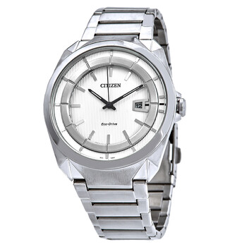 EcoDrive White Dial Stainless Steel Watch AW101057B