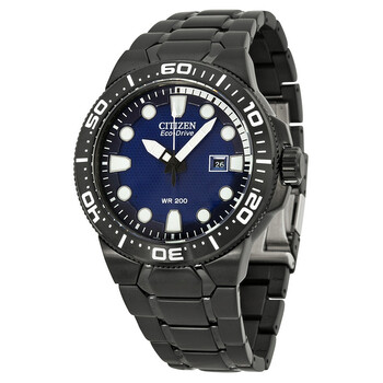 Eco Drive Blue Dial Black PVD Stainless Steel Watch BN009559L