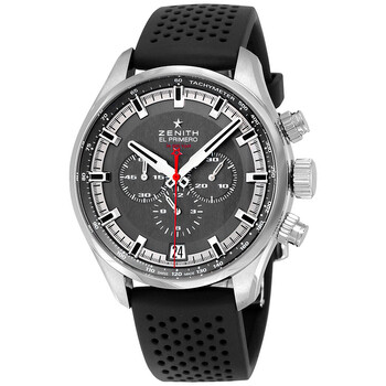 El Primero Chronograph Automatic Grey Dial  Black Rubber Watch 03228040091R576