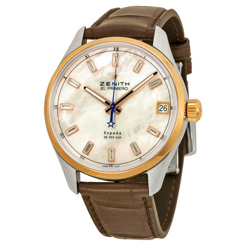 El Primero Espada Automatic Mother of Pearl Brown Leather Watch 512170465081C713